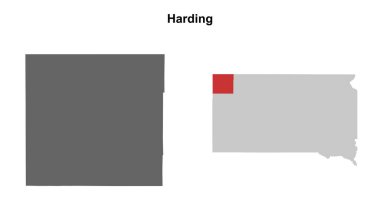 Harding County (Güney Dakota) boş ana hat haritası seti