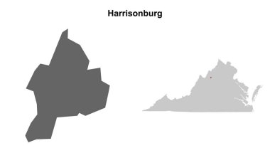 Harrisonburg İlçesi (Virginia) boş ana hat haritası seti