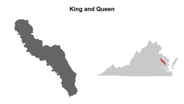 King and Queen County (Virginia) boş ana hat haritası seti