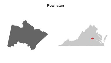 Powhattan İlçesi (Virginia) boş ana hat haritası seti