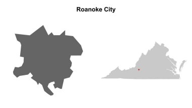 Roanoke Şehri (Virginia) boş ana hat haritası seti