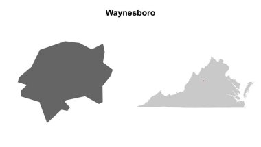 Waynesboro İlçesi (Virginia) boş ana hat haritası seti