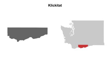 Klickitat İlçesi (Washington) boş ana hat haritası seti
