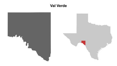 Val Verde İlçesi (Texas) boş ana hat haritası seti