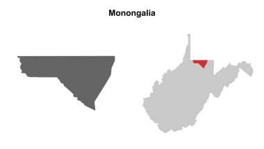 Monongalia İlçesi (Batı Virginia) boş ana hat haritası seti