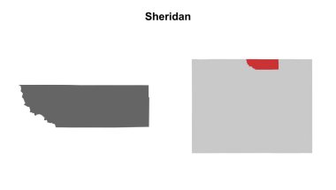 Sheridan İlçesi (Wyoming) boş ana hat haritası seti