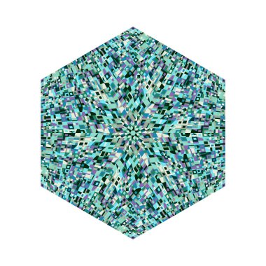 Soyut izole edilmiş renkli fayanslı mozaik süsleme altıgen şekli