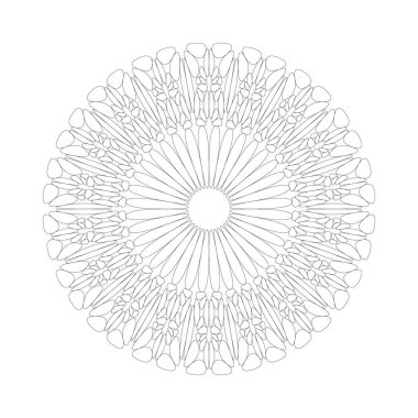 Soyut yuvarlak mandala desenli dış hat çizim sayfası - çiçek vektör tasarımı