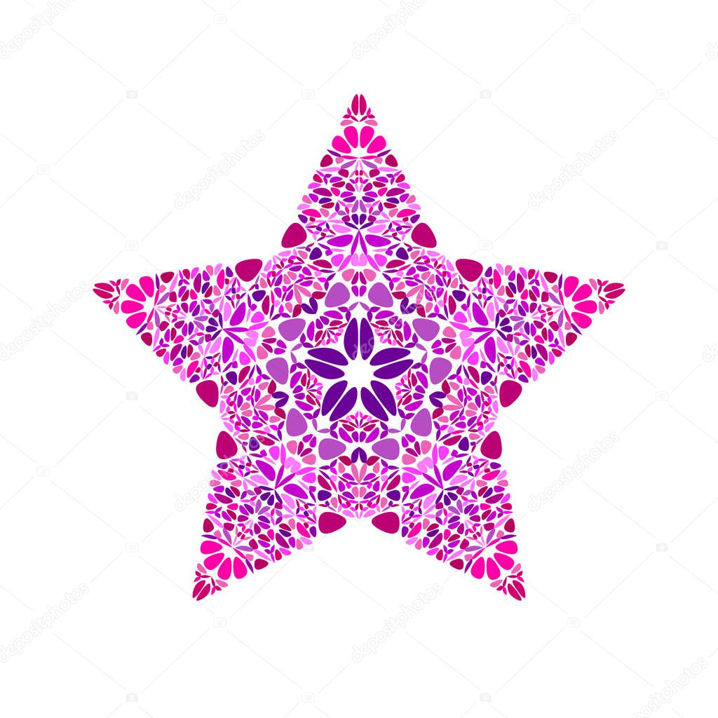 Abstract flower star symbol - ornamental geometrical colorful vector design element from curved shapes