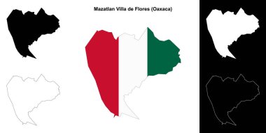 Mazatlan Villa de Flores belediyesi (Oaxaca) ana hat haritası seti