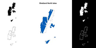 Shetland Kuzey Adaları boş ana hat haritası seti