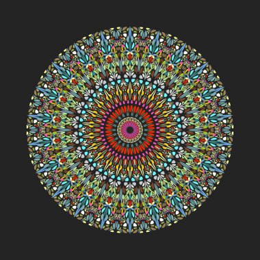 Renkli geometrik dairesel çiçek süsü mandala sanatı