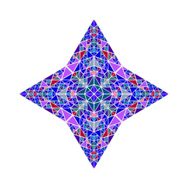 İzole edilmiş çokgen geometrik renkli üçgen mozaik yıldız şekli