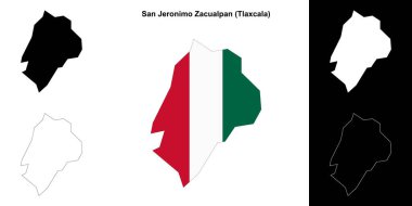 San Jeronimo Zacualpan belediyesi (Tlaxcala) ana hat haritası seti