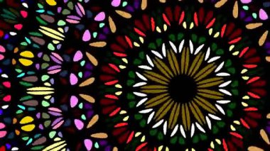 Geometrik dinamik radyal mozaik desenli mandala arka planı - kusursuz döngü animasyonu