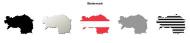 Steiermark durum boş çizgi haritası seti