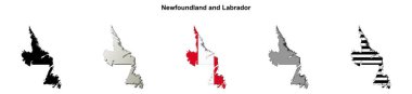 Newfoundland ve Labrador (Kanada) boş ana hat haritası seti