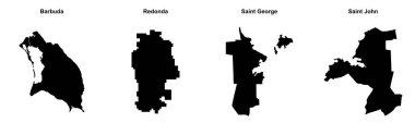 Barbuda, Redonda, Saint George, Saint John ana hatları haritaları