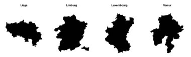 Liege, Limburg, Lüksemburg, Namur ana hatları haritaları