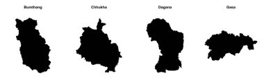 Bumthang, Chhukha, Dagana, Gasa ana hatları haritaları