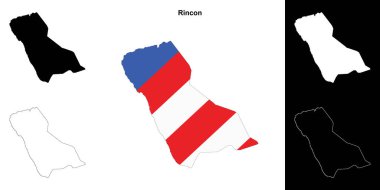 Rincon municipality blank outline map set