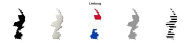 Limburg eyaleti boş dış hat haritası seti