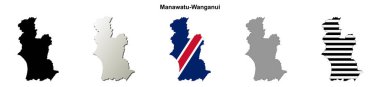 Manawatu-Wanganui (Yeni Zelanda) boş ana hat haritası seti