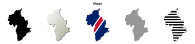 Otago (Yeni Zelanda) boş dış hat haritası seti