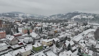 Limanowa, Polonya - Polonya üzerinde kar fırtınası, Avrupa kenti yerleşim bölgesinde kar fırtınası, Avrupa 'da kar ve kar fırtınası