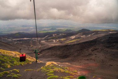 etna yanardağı Funivia del etna kablo demiryolu. Sicilya, İtalya