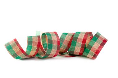 Beyaz arka planda Noel kurdelesi