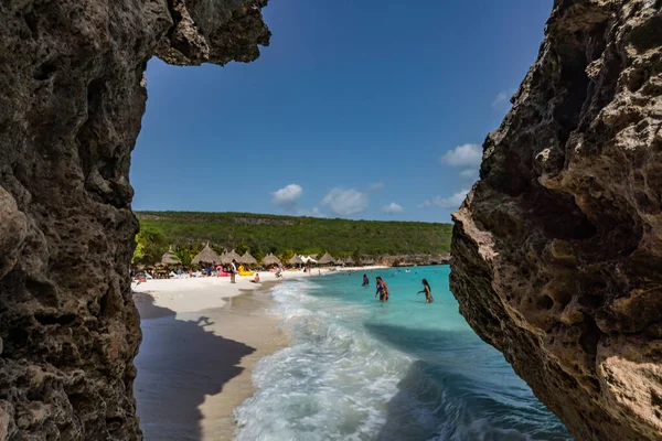 Personas Relajándose Una Playa Curazao Caribe — Foto de Stock