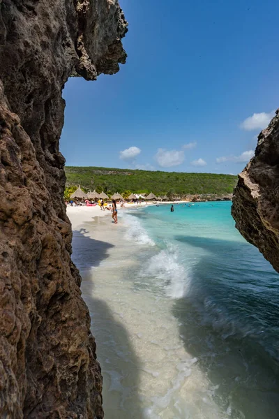 Pessoas Relaxando Uma Praia Curaçao Caribe — Fotografia de Stock