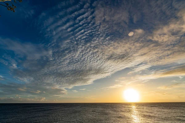 Захід Сонця Морі Вигляд Пляжу Сонця Блакитного Неба — стокове фото