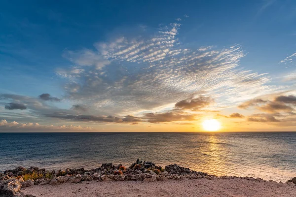 Zachód Słońca Plaży Północy Morza Śródziemnego Wschodzie Słońca — Zdjęcie stockowe