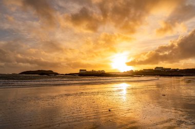 Sunset on the beach at Rhoscolyn Isle of Anglesey North Wales