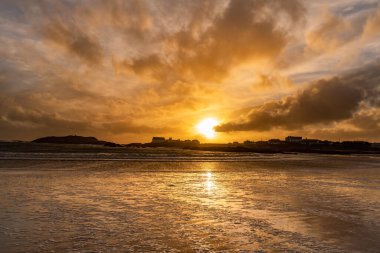 Sunset on the beach at Rhoscolyn Isle of Anglesey North Wales
