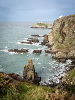 Anglesey Kuzey Galler 'in Güney Yığını Deniz Feneri Adası