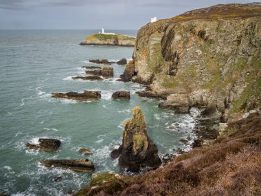 Anglesey Kuzey Galler 'in Güney Yığını Deniz Feneri Adası