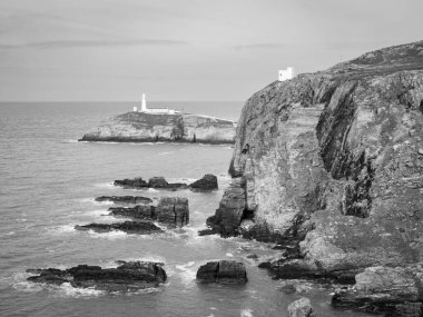 Anglesey Kuzey Galler 'in Güney Yığını Deniz Feneri Adası