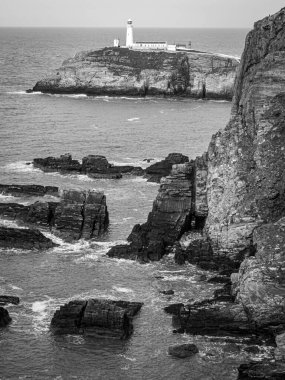 Anglesey Kuzey Galler 'in Güney Yığını Deniz Feneri Adası