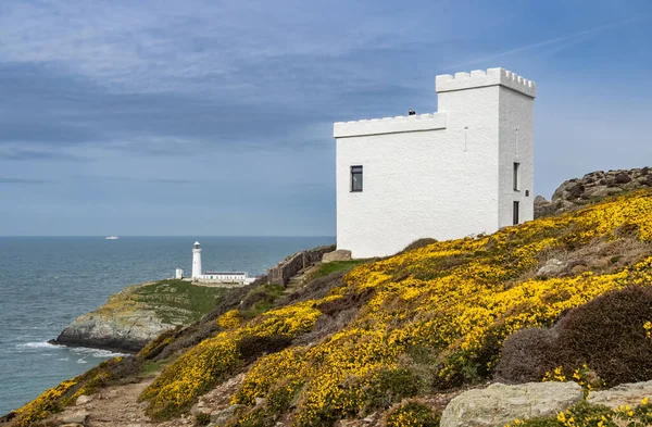 Południowa Stack Latarnia Morska Wyspa Anglesey Północna Walia — Zdjęcie stockowe