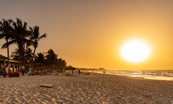 Strandsolnedgång Kota Gambia Afrika — Stockfoto