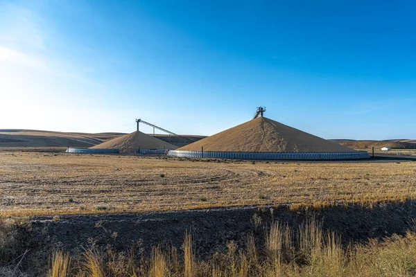 stock image Open Grain Storage Facilities at the End of Harvest Season in the Palouse, WA