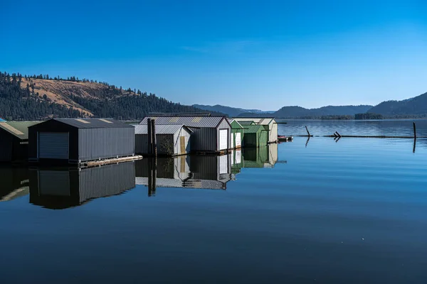Boathouses Chatcolet Lake Idaho — Stock Photo, Image