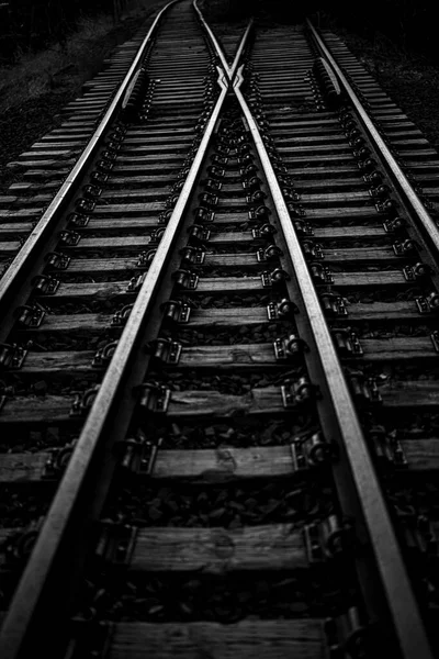Železniční Koleje Večerním Slunci — Stock fotografie