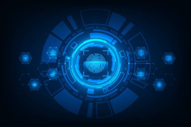 Vector soyut teknoloji siber güvenlik online bankacılık konsepti. Devre kartında parmak izi.