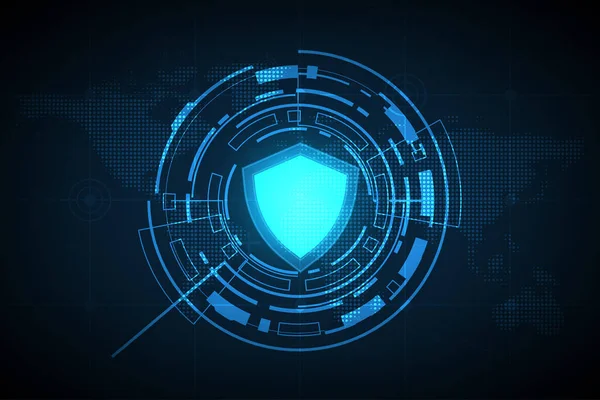 Eskimiş harita efektli vektör kalkanı. Güvenlik veri kavramı.