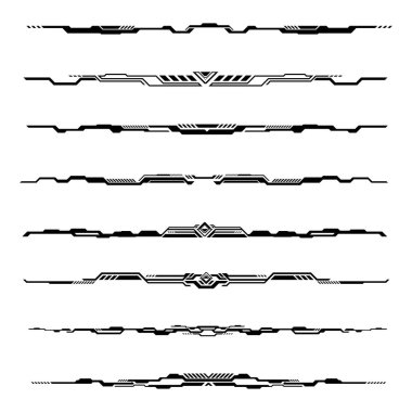 Bilim kurgu arayüzü elementinin vektör kümesi. Gelecekçi teknoloji çerçeve elementi.