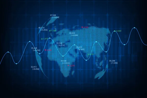 Vektör borsa grafik ticaret grafiği küresel konsept.